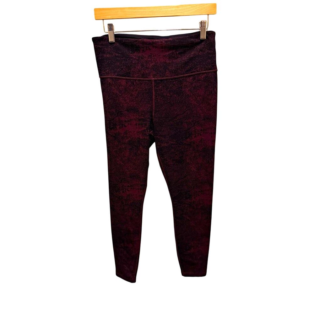 Athleta Elation Glades, burgundy/black print L